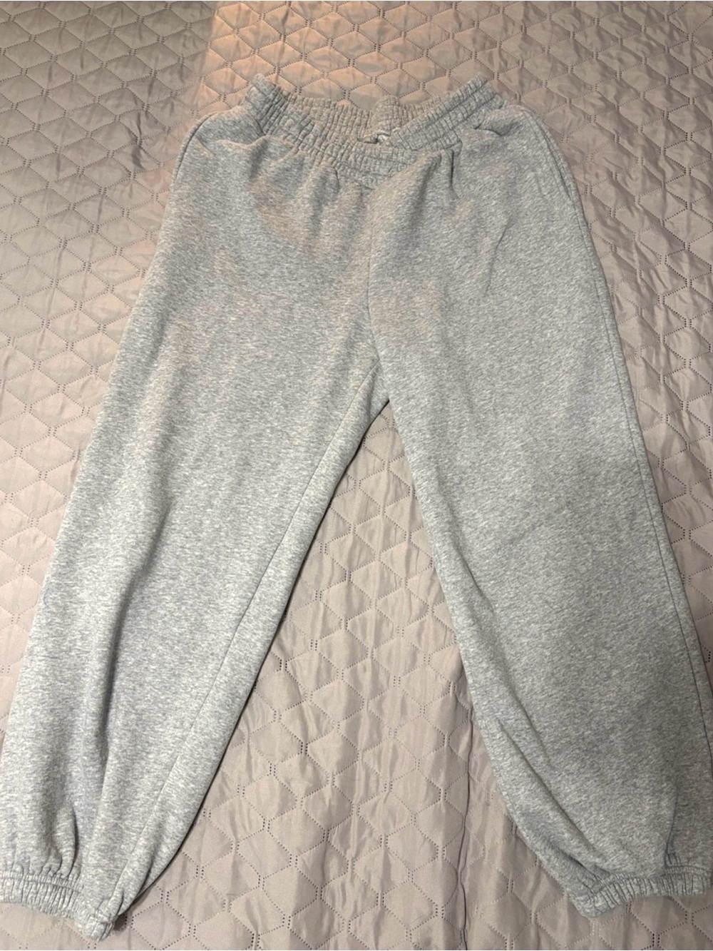 Gray Elastic Waist Cuffed Crossover Sweatpants